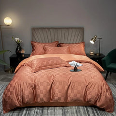 Luxury Jacquard Bedding Sets White Comfort A/B High - End Embroidery Duvet Cover Pillowcase Exquisite Bed Sheet Queen King Size - SHOWLU FASHION STORE