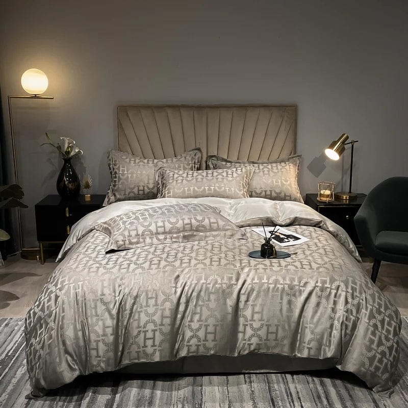 Luxury Jacquard Bedding Sets White Comfort A/B High - End Embroidery Duvet Cover Pillowcase Exquisite Bed Sheet Queen King Size - SHOWLU FASHION STORE
