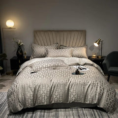 Luxury Jacquard Bedding Sets White Comfort A/B High - End Embroidery Duvet Cover Pillowcase Exquisite Bed Sheet Queen King Size - SHOWLU FASHION STORE