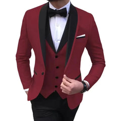 Luxury Men's Suit Slim Fit 3 - Piece Set Men's Suit Wedding Evening Parties Prom Dances Ceremony Groom Fashion Single Button Coat - SHOWLU FASHION STORE