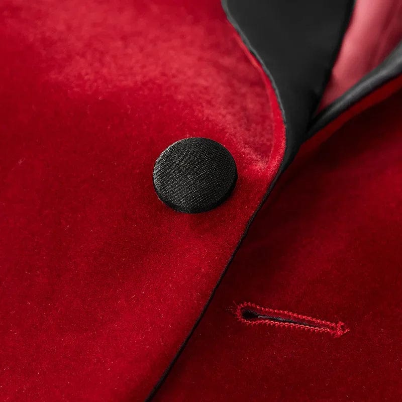 Luxury Red Velvet Dress Blazer Jacket Men One Button Peak Collar Tuxedo Suit Jacket Mens Wedding Groom Party Stage Costume Homme - SHOWLU FASHION STORE