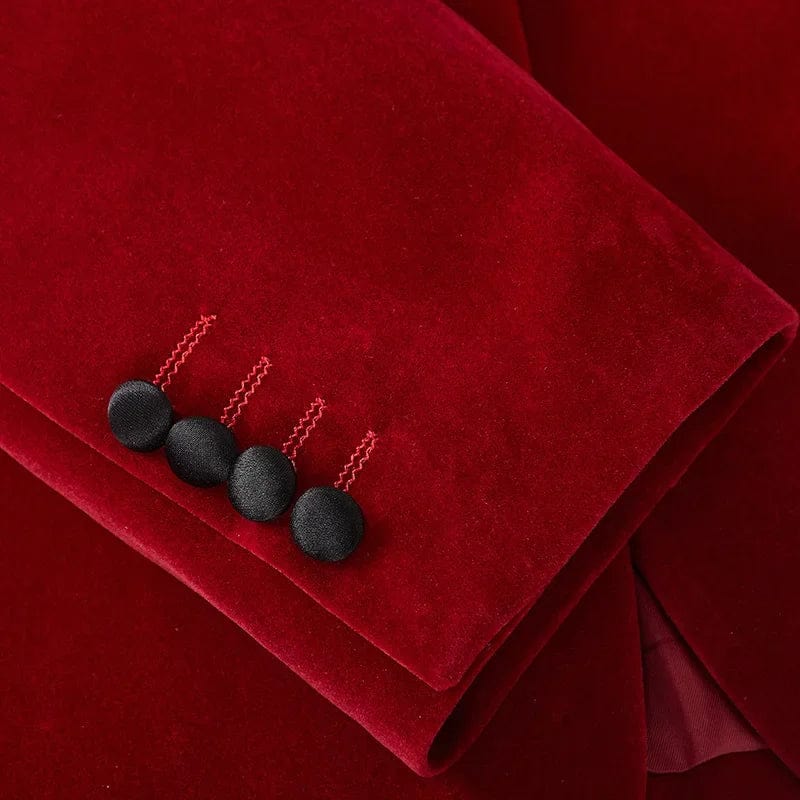 Luxury Red Velvet Dress Blazer Jacket Men One Button Peak Collar Tuxedo Suit Jacket Mens Wedding Groom Party Stage Costume Homme - SHOWLU FASHION STORE