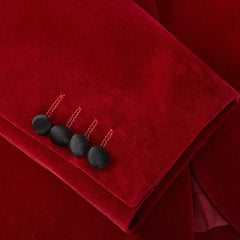Luxury Red Velvet Dress Blazer Jacket Men One Button Peak Collar Tuxedo Suit Jacket Mens Wedding Groom Party Stage Costume Homme - SHOWLU FASHION STORE