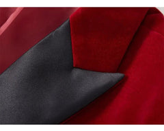 Luxury Red Velvet Dress Blazer Jacket Men One Button Peak Collar Tuxedo Suit Jacket Mens Wedding Groom Party Stage Costume Homme - SHOWLU FASHION STORE