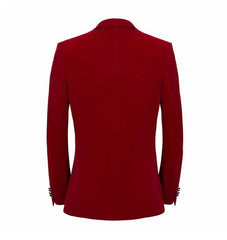 Luxury Red Velvet Dress Blazer Jacket Men One Button Peak Collar Tuxedo Suit Jacket Mens Wedding Groom Party Stage Costume Homme - SHOWLU FASHION STORE