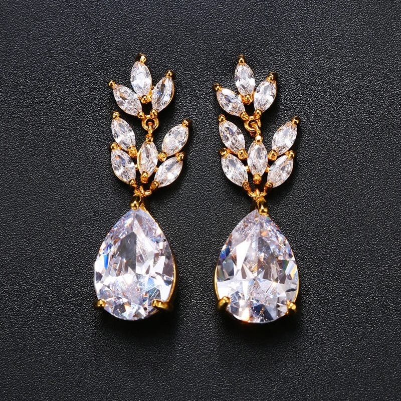 Luxury Zircon Wedding Long Dangle Earrings with Round Water Drop Elegant CZ Earrings for Women Bridal Wedding Jewelry Dress - SHOWLU FASHION STORE