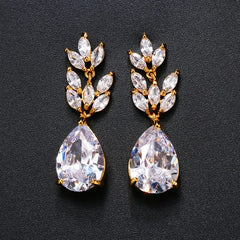 Luxury Zircon Wedding Long Dangle Earrings with Round Water Drop Elegant CZ Earrings for Women Bridal Wedding Jewelry Dress - SHOWLU FASHION STORE