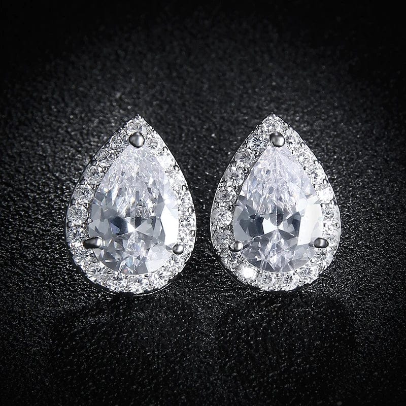 Luxury Zircon Wedding Long Dangle Earrings with Round Water Drop Elegant CZ Earrings for Women Bridal Wedding Jewelry Dress - SHOWLU FASHION STORE