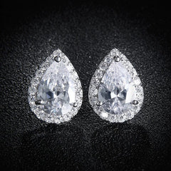 Luxury Zircon Wedding Long Dangle Earrings with Round Water Drop Elegant CZ Earrings for Women Bridal Wedding Jewelry Dress - SHOWLU FASHION STORE