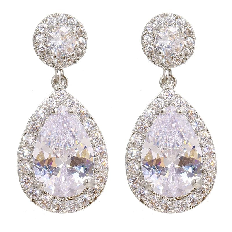 Luxury Zircon Wedding Long Dangle Earrings with Round Water Drop Elegant CZ Earrings for Women Bridal Wedding Jewelry Dress - SHOWLU FASHION STORE