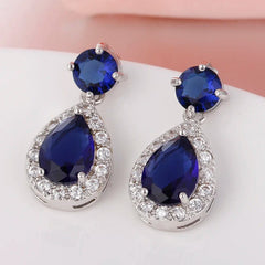 Luxury Zircon Wedding Long Dangle Earrings with Round Water Drop Elegant CZ Earrings for Women Bridal Wedding Jewelry Dress - SHOWLU FASHION STORE