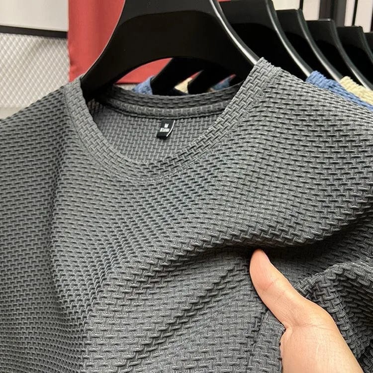 M - 5XL Summer New Men's Round Neck Short Sleeved T-shirt Wrinkle Resistant And Breathable Top Texture Fabric Leisure Versatile - SHOWLU FASHION STORE