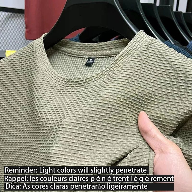 M - 5XL Summer New Men's Round Neck Short Sleeved T-shirt Wrinkle Resistant And Breathable Top Texture Fabric Leisure Versatile - SHOWLU FASHION STORE