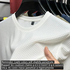 M - 5XL Summer New Men's Round Neck Short Sleeved T-shirt Wrinkle Resistant And Breathable Top Texture Fabric Leisure Versatile - SHOWLU FASHION STORE