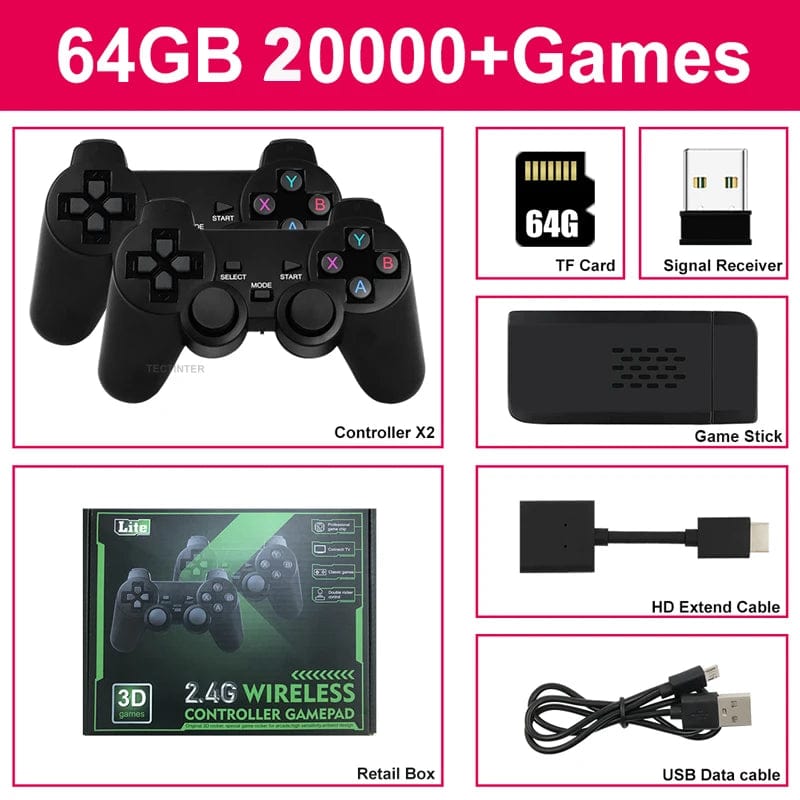M8 Video Game Console 4K HD Built - in 20000 Games Wireless Controller TV Game Stick Retro Handheld Game Player Dropshipping - SHOWLU FASHION STORE