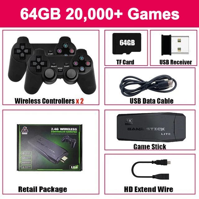 M8 Video Game Console 4K HD Built - in 20000 Games Wireless Controller TV Game Stick Retro Handheld Game Player Dropshipping - SHOWLU FASHION STORE