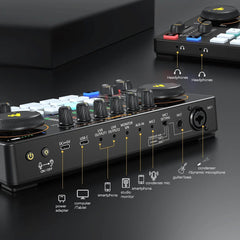 Maono AME2 Audio Interface Sound Card DJ Mixer All in One Portable Podcast Studio for Recording,Live Streaming,Youtube,Guitar,PC - SHOWLU FASHION STORE