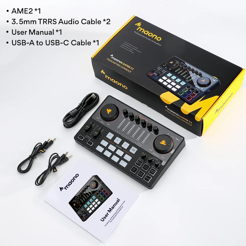 Maono AME2 Audio Interface Sound Card DJ Mixer All in One Portable Podcast Studio for Recording,Live Streaming,Youtube,Guitar,PC - SHOWLU FASHION STORE