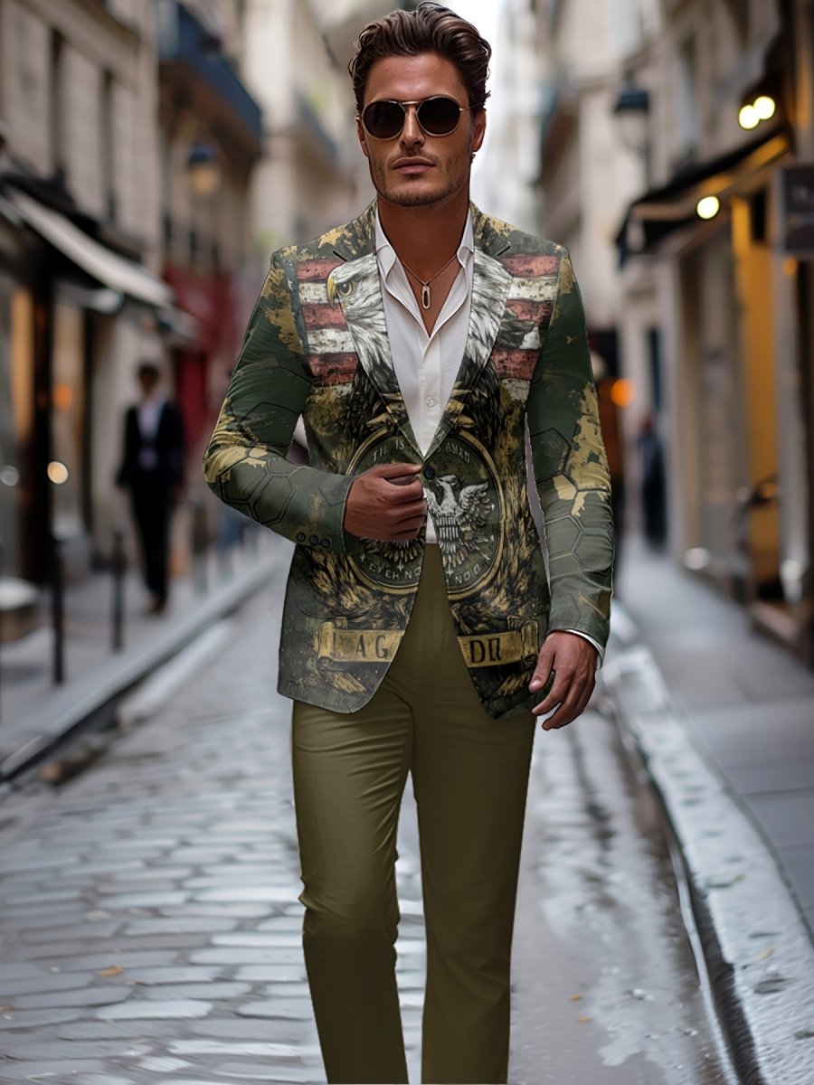Men And Women Slim Fit Nightclub Style Suits, Christmas Fashion Western - style Clothes Autumn Winter Party Digital Printed Jacket And Long Pants 2pcs Set For Men Hip Hop Outerwear Clothes. - SHOWLU FASHION STORE