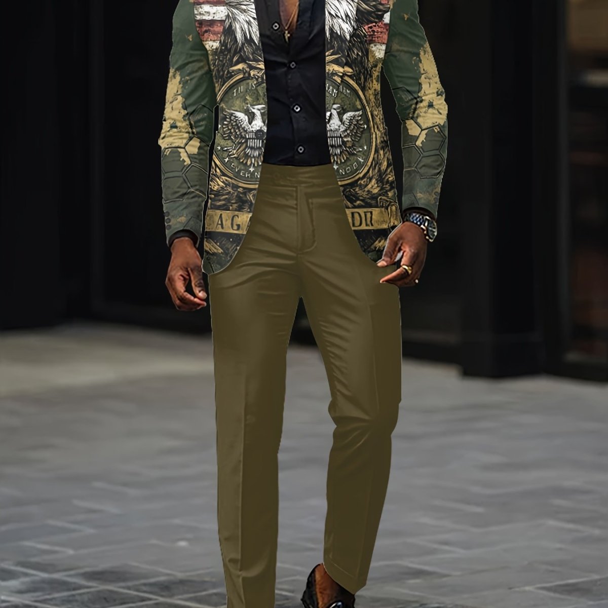 Men And Women Slim Fit Nightclub Style Suits, Christmas Fashion Western - style Clothes Autumn Winter Party Digital Printed Jacket And Long Pants 2pcs Set For Men Hip Hop Outerwear Clothes. - SHOWLU FASHION STORE