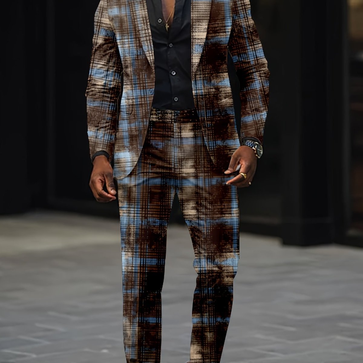 Men And Women Slim Fit Nightclub Style Suits, Senior Fashion Western - style Clothes Autumn Winter Party Digital Printed Jacket And Long Pants 2pcs Set For Men Hip Hop Outerwear Clothes. - SHOWLU FASHION STORE