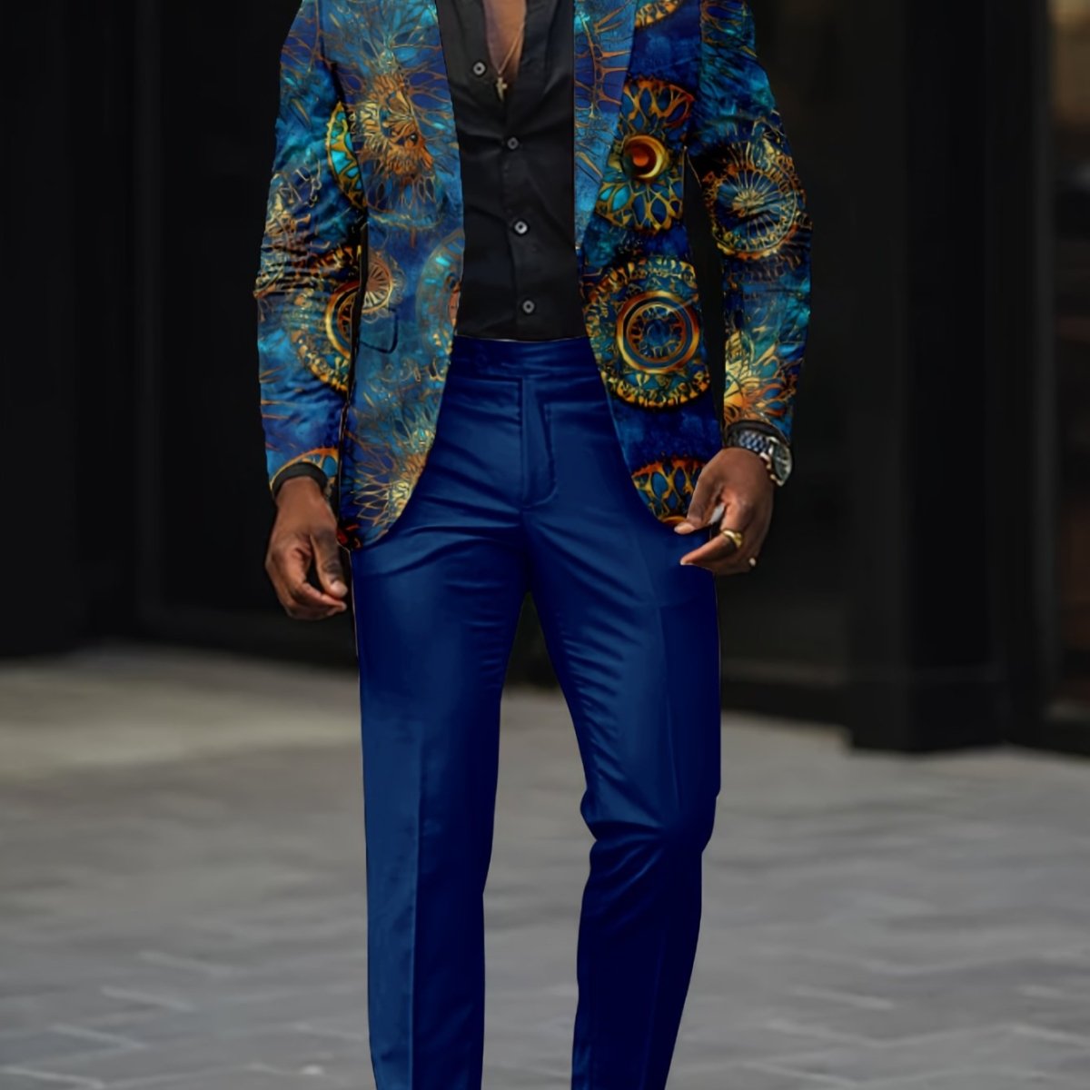 Men And Women Slim Fit Nightclub Style Suits, Senior Fashion Western - style Clothes Autumn Winter Party Digital Printed Jacket And Long Pants 2pcs Set for Men Hip Hop Outerwear Clothes. - SHOWLU FASHION STORE