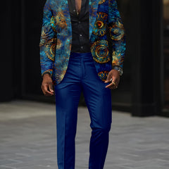 Men And Women Slim Fit Nightclub Style Suits, Senior Fashion Western - style Clothes Autumn Winter Party Digital Printed Jacket And Long Pants 2pcs Set for Men Hip Hop Outerwear Clothes. - SHOWLU FASHION STORE