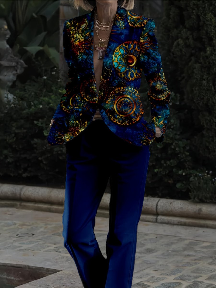 Men And Women Slim Fit Nightclub Style Suits, Senior Fashion Western - style Clothes Autumn Winter Party Digital Printed Jacket And Long Pants 2pcs Set for Men Hip Hop Outerwear Clothes. - SHOWLU FASHION STORE