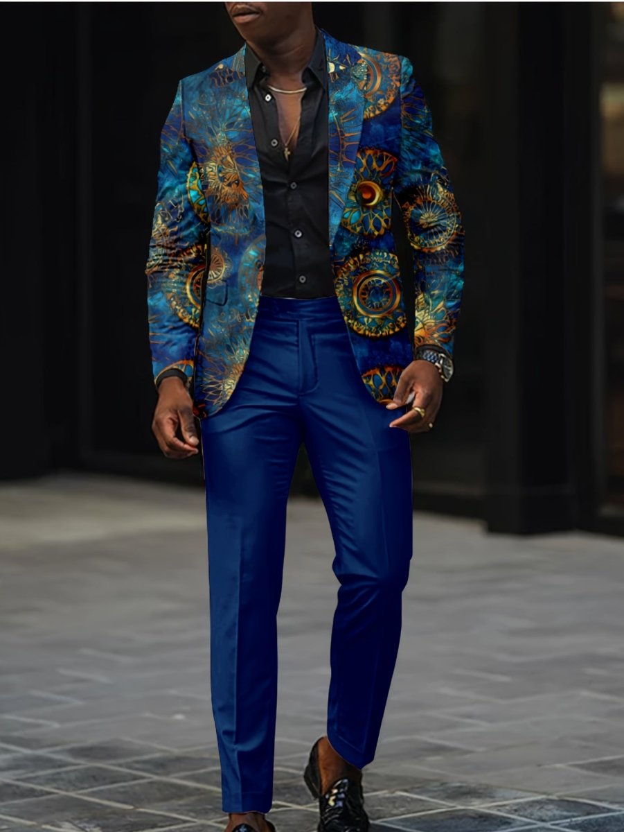 Men And Women Slim Fit Nightclub Style Suits, Senior Fashion Western - style Clothes Autumn Winter Party Digital Printed Jacket And Long Pants 2pcs Set for Men Hip Hop Outerwear Clothes. - SHOWLU FASHION STORE