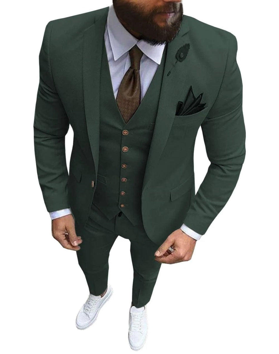 Men Suits Prom Tuxedo Slim Fit 3 Piece Groom Wedding Suits For Men Custom Blazer Terno Masuclino 3 pieces (jacket +vest +pant) - SHOWLU FASHION STORE