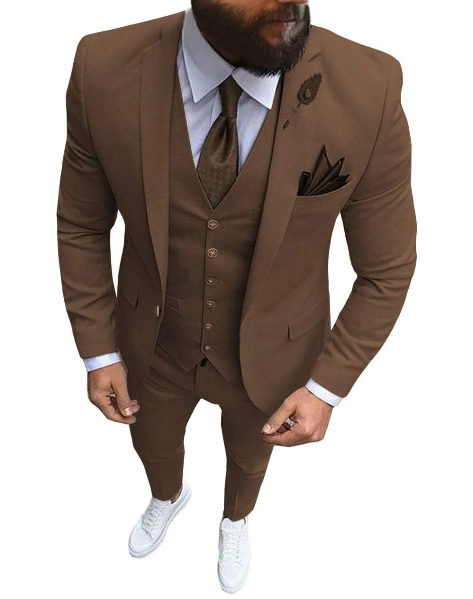 Men Suits Prom Tuxedo Slim Fit 3 Piece Groom Wedding Suits For Men Custom Blazer Terno Masuclino 3 pieces (jacket +vest +pant) - SHOWLU FASHION STORE
