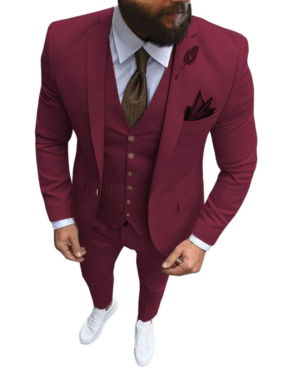 Men Suits Prom Tuxedo Slim Fit 3 Piece Groom Wedding Suits For Men Custom Blazer Terno Masuclino 3 pieces (jacket +vest +pant) - SHOWLU FASHION STORE