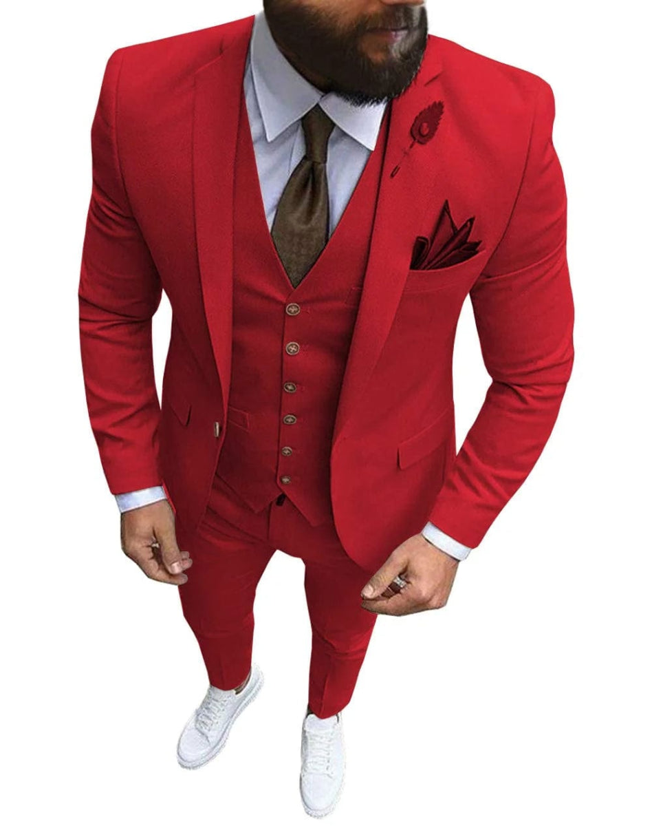 Men Suits Prom Tuxedo Slim Fit 3 Piece Groom Wedding Suits For Men Custom Blazer Terno Masuclino 3 pieces (jacket +vest +pant) - SHOWLU FASHION STORE