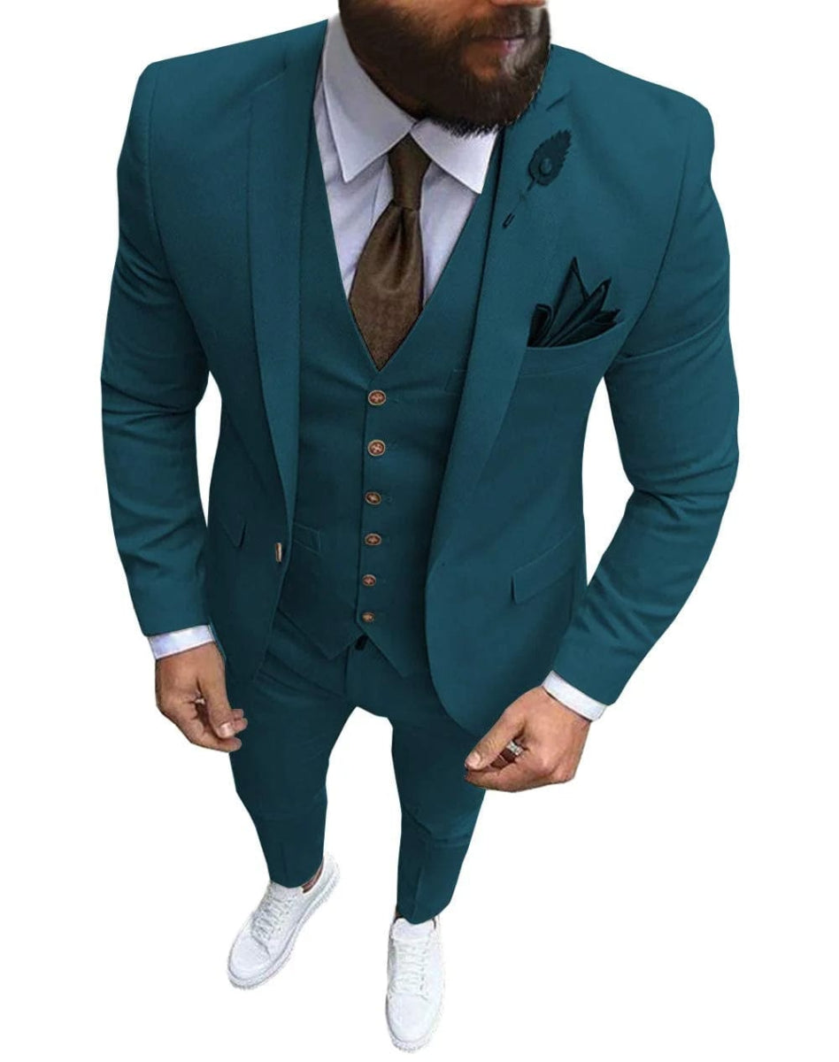 Men Suits Prom Tuxedo Slim Fit 3 Piece Groom Wedding Suits For Men Custom Blazer Terno Masuclino 3 pieces (jacket +vest +pant) - SHOWLU FASHION STORE