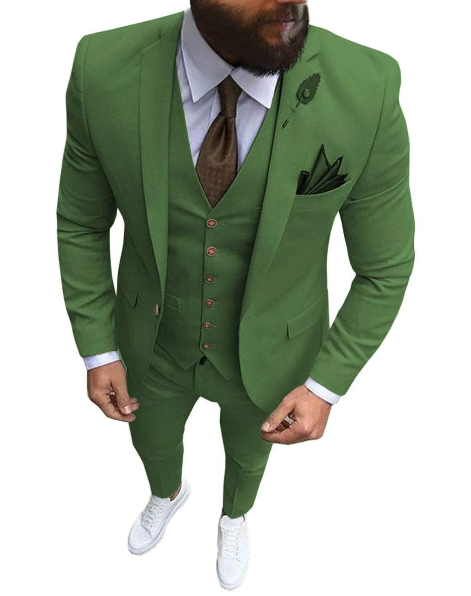 Men Suits Prom Tuxedo Slim Fit 3 Piece Groom Wedding Suits For Men Custom Blazer Terno Masuclino 3 pieces (jacket +vest +pant) - SHOWLU FASHION STORE