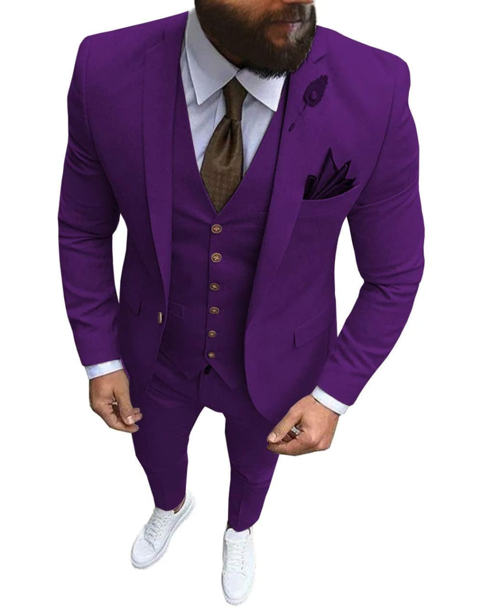 Men Suits Prom Tuxedo Slim Fit 3 Piece Groom Wedding Suits For Men Custom Blazer Terno Masuclino 3 pieces (jacket +vest +pant) - SHOWLU FASHION STORE