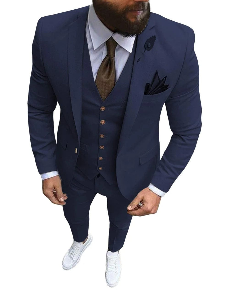 Men Suits Prom Tuxedo Slim Fit 3 Piece Groom Wedding Suits For Men Custom Blazer Terno Masuclino 3 pieces (jacket +vest +pant) - SHOWLU FASHION STORE