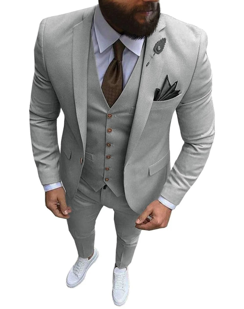 Men Suits Prom Tuxedo Slim Fit 3 Piece Groom Wedding Suits For Men Custom Blazer Terno Masuclino 3 pieces (jacket +vest +pant) - SHOWLU FASHION STORE