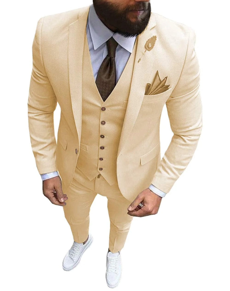 Men Suits Prom Tuxedo Slim Fit 3 Piece Groom Wedding Suits For Men Custom Blazer Terno Masuclino 3 pieces (jacket +vest +pant) - SHOWLU FASHION STORE