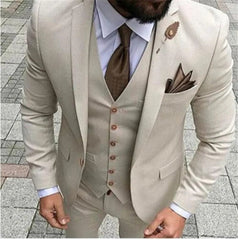 Men Suits Prom Tuxedo Slim Fit 3 Piece Groom Wedding Suits For Men Custom Blazer Terno Masuclino 3 pieces (jacket +vest +pant) - SHOWLU FASHION STORE