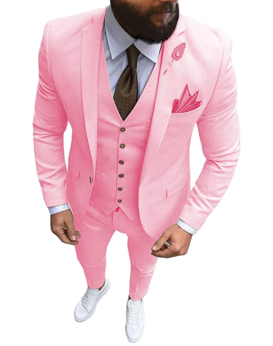 Men Suits Prom Tuxedo Slim Fit 3 Piece Groom Wedding Suits For Men Custom Blazer Terno Masuclino 3 pieces (jacket +vest +pant) - SHOWLU FASHION STORE
