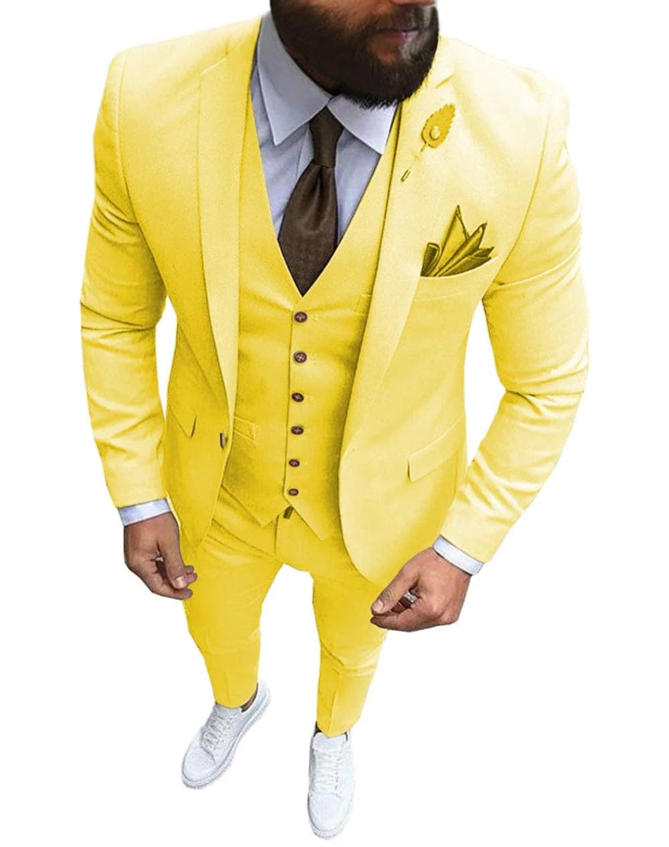 Men Suits Prom Tuxedo Slim Fit 3 Piece Groom Wedding Suits For Men Custom Blazer Terno Masuclino 3 pieces (jacket +vest +pant) - SHOWLU FASHION STORE
