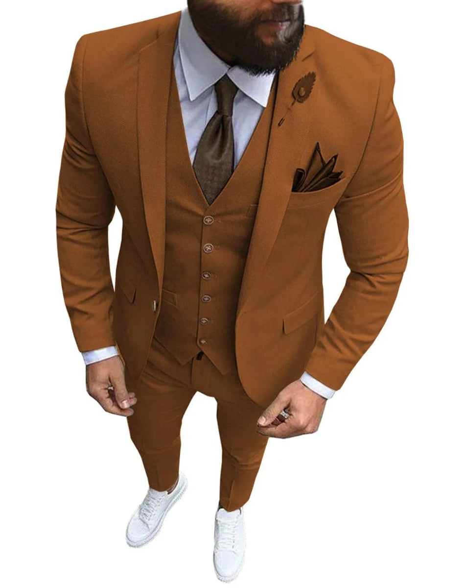 Men Suits Prom Tuxedo Slim Fit 3 Piece Groom Wedding Suits For Men Custom Blazer Terno Masuclino 3 pieces (jacket +vest +pant) - SHOWLU FASHION STORE
