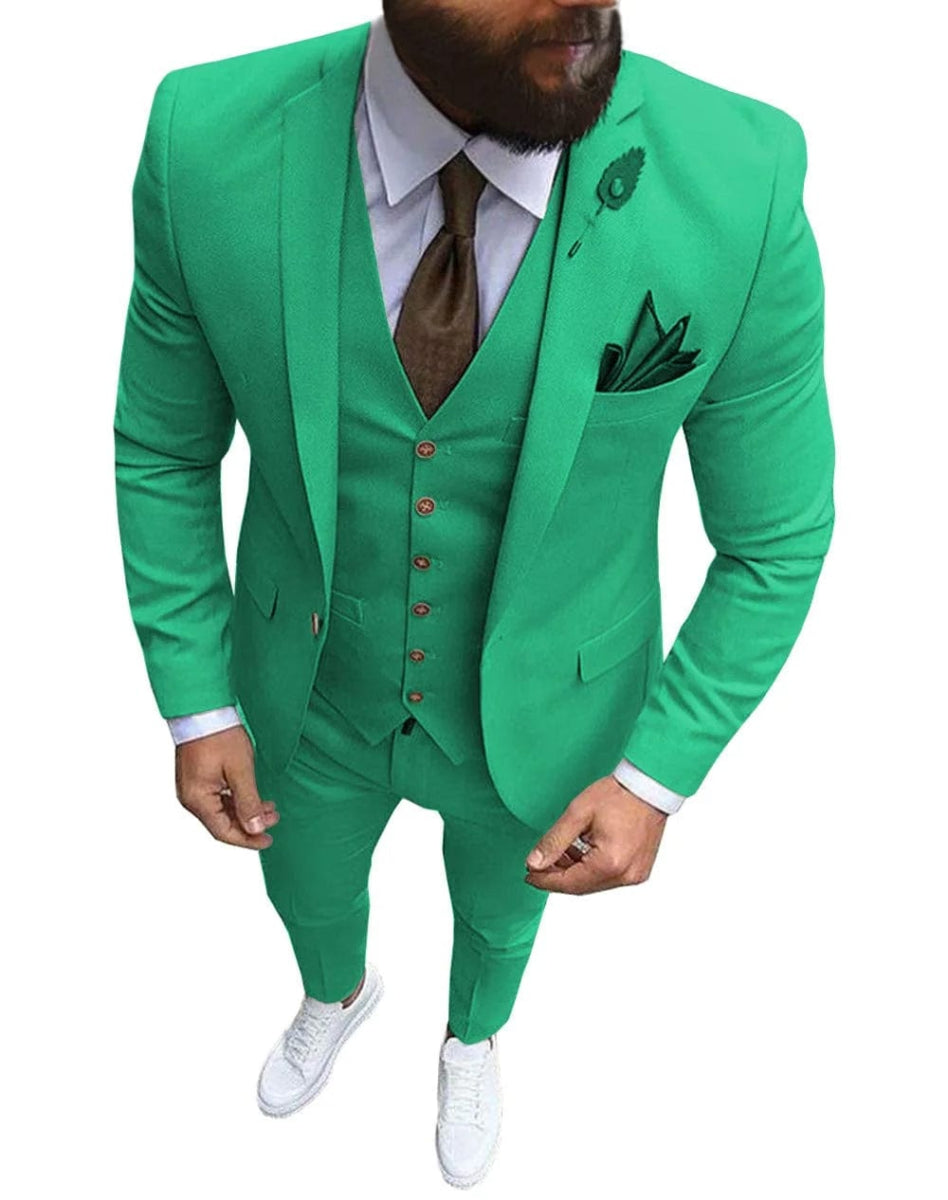 Men Suits Prom Tuxedo Slim Fit 3 Piece Groom Wedding Suits For Men Custom Blazer Terno Masuclino 3 pieces (jacket +vest +pant) - SHOWLU FASHION STORE