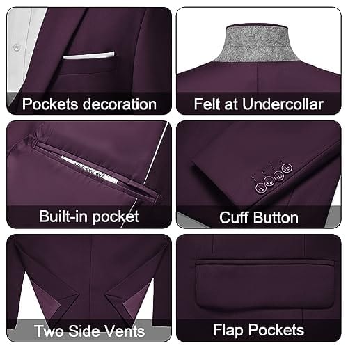 Men's 3 Pieces Suit Elegant Solid One Button Slim Fit Single Breasted Party Blazer Vest Pants Set. Black - SHOWLU FASHION STORE