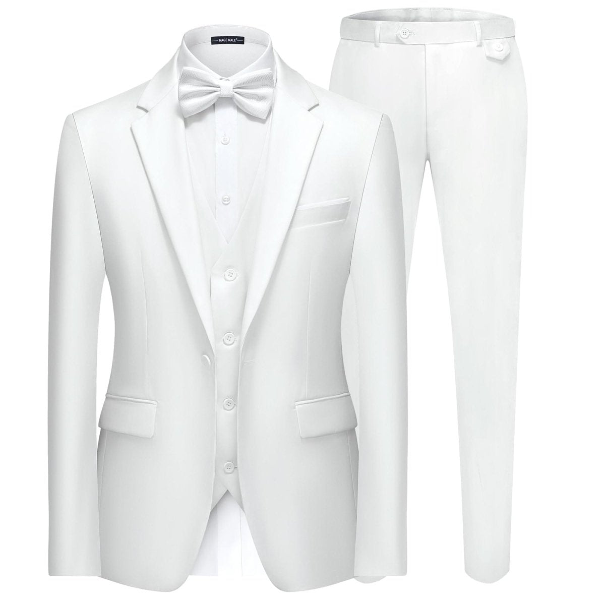 Men's 3 Pieces Suit Elegant Solid One Button Slim Fit Single Breasted Party Blazer Vest Pants Set. Black - SHOWLU FASHION STORE