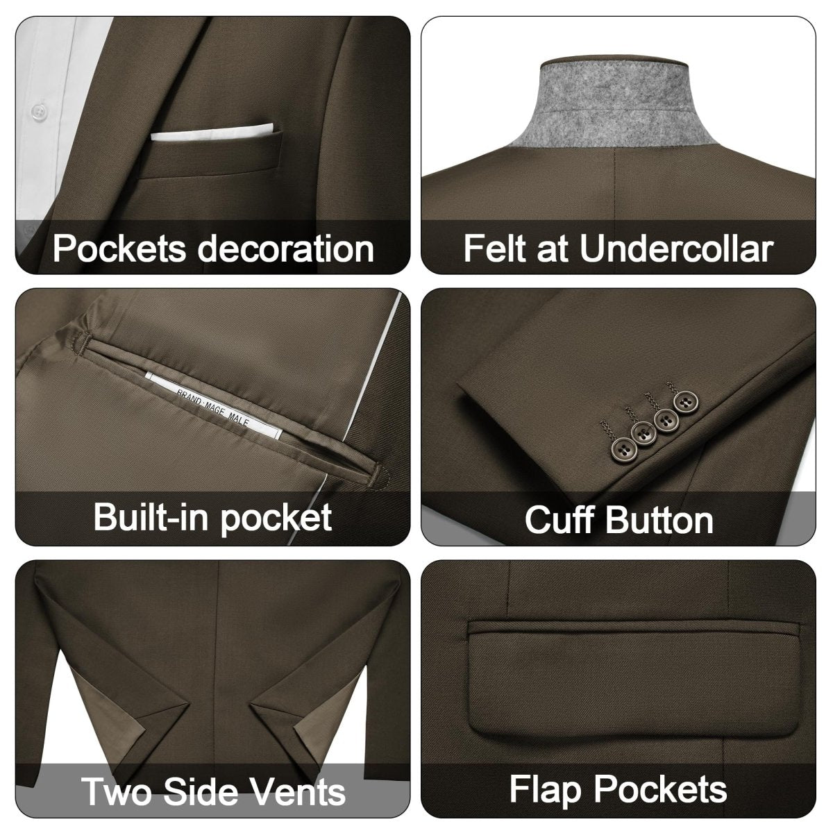 Men's 3 Pieces Suit Elegant Solid One Button Slim Fit Single Breasted Party Blazer Vest Pants Set. Black - SHOWLU FASHION STORE