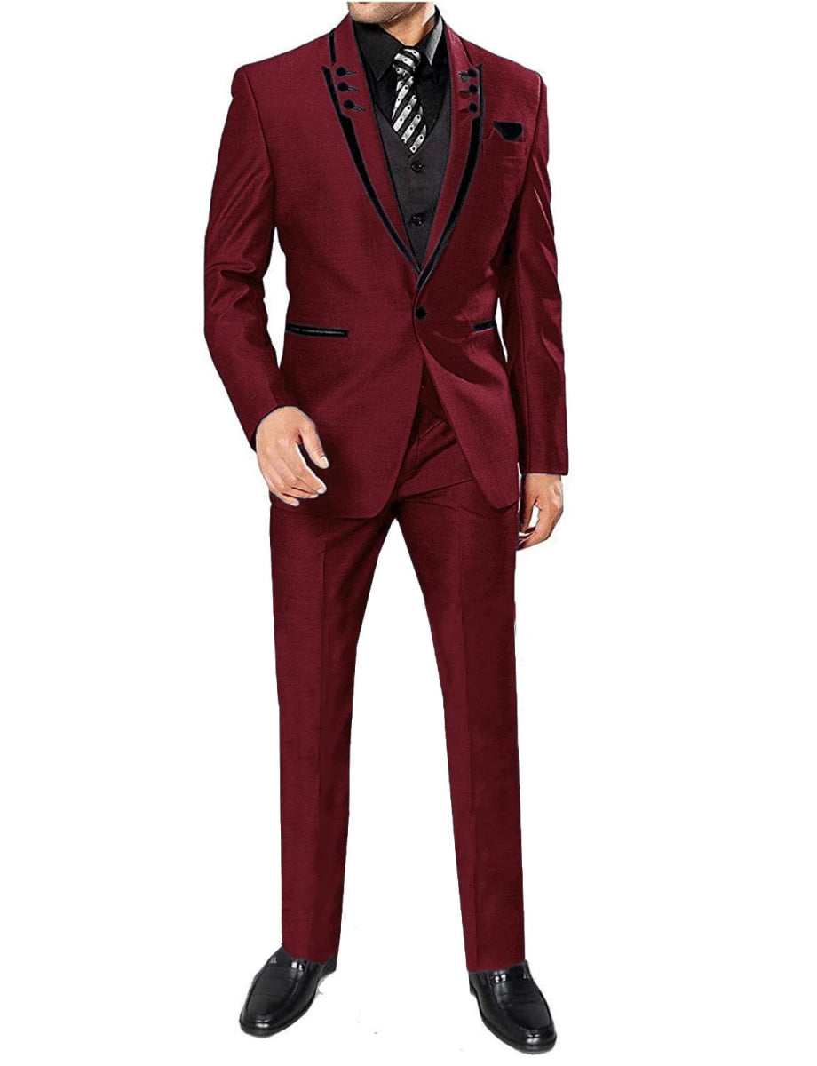 Men's 3 Pieces Suits Wedding Suits One Button Groom Tuxedos Men Leisure Boutique Business Wedding Suit Jacket Pants Vest - SHOWLU FASHION STORE