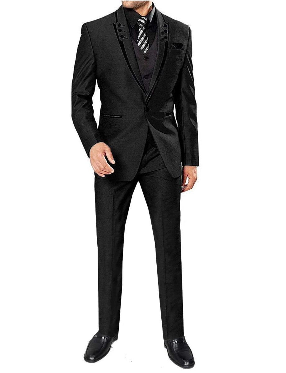 Men's 3 Pieces Suits Wedding Suits One Button Groom Tuxedos Men Leisure Boutique Business Wedding Suit Jacket Pants Vest - SHOWLU FASHION STORE