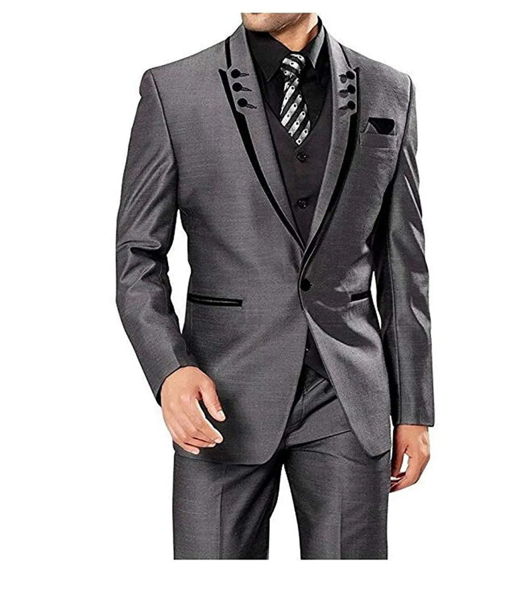 Men's 3 Pieces Suits Wedding Suits One Button Groom Tuxedos Men Leisure Boutique Business Wedding Suit Jacket Pants Vest - SHOWLU FASHION STORE
